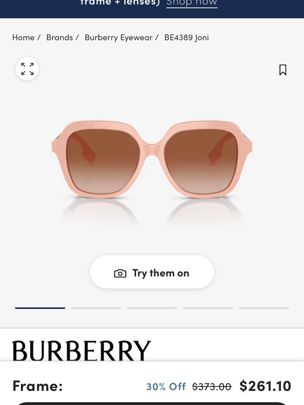 Burberry Pink Frame Sunglasses with Brown Gradient Lenses - Picture 5 of 6